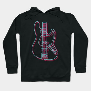 3D J-Style Bass Guitar Body Outline Hoodie